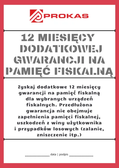 Dodatkowe 12 miesięcy gwarancji na pamięć fiskalną